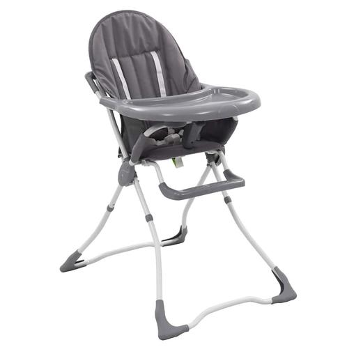 vidaXL Kinderstoel hoog grijs en wit, Kinderen en Baby's, Kinderstoelen, Nieuw, Verzenden