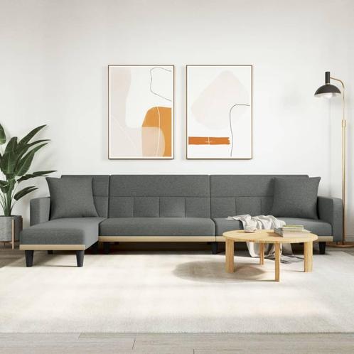 vidaXL Slaapbank L-vormig 275x140x70 cm stof donkergrijs, Huis en Inrichting, Zetels | Zetels, Nieuw, Verzenden