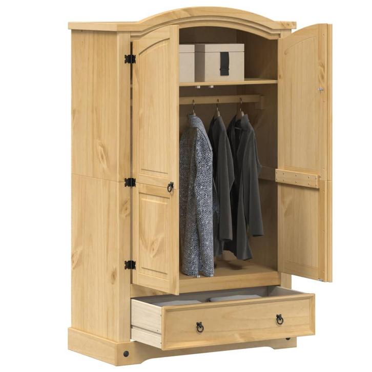 vidaXL Kledingkast Corona 101x52x170 cm massief grenenhout, Huis en Inrichting, Kasten | Kleerkasten, Nieuw, Verzenden