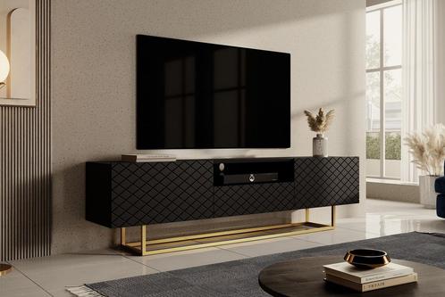Meubella TV-Meubel Laventi mat zwart 190 cm goud, Maison & Meubles, Armoires | Mobilier de télévision, Envoi