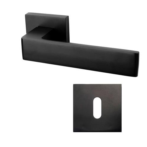 Nova21 geveerde deurklink in zwart met vierkante sleutelr..., Doe-het-zelf en Bouw, Hang- en Sluitwerk, Klink of Kruk, Nieuw, Overige materialen