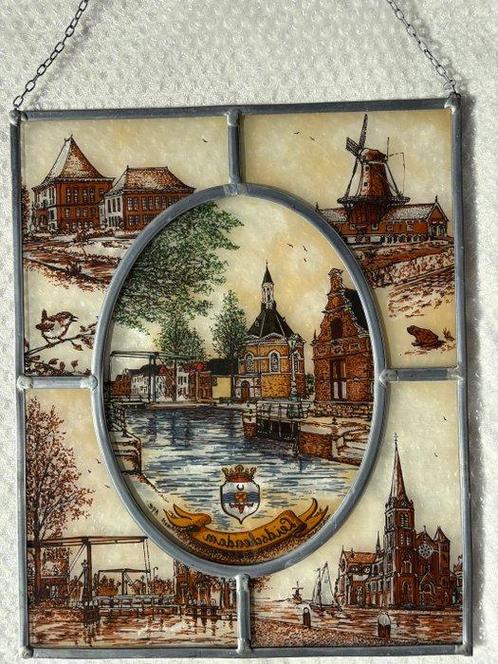 Vintage Glas-in-loodraam - 1960-1970 - Gedetailleerd met de, Antiek en Kunst, Curiosa en Brocante