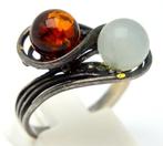 Argent 925 - Sphère en ambre baltique et opalite - Bague, Collections