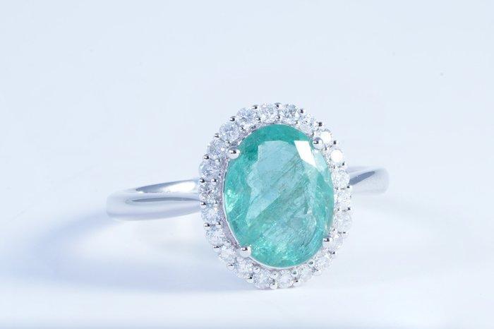 Zonder Minimumprijs - Ring Platina - 2.34ct. tw. Smaragd -, Handtassen en Accessoires, Ringen
