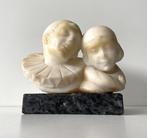 Sculpture, Pierrot & Columbine - 12.7 cm - Marbre, Albâtre