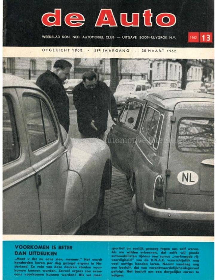 1962 DE AUTO MAGAZINE 13 NEDERLANDS, Boeken, Auto's | Folders en Tijdschriften