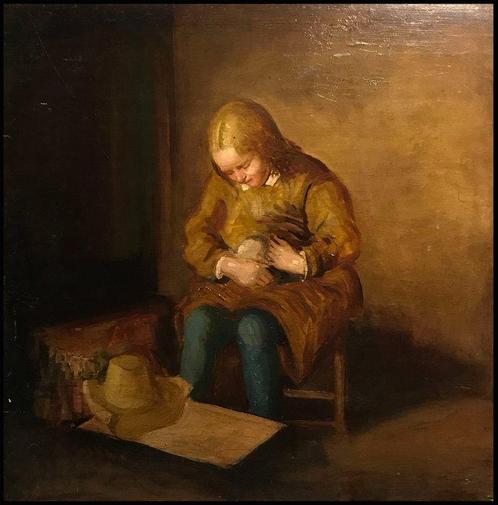 École Européenne (XIX), Daprès Gerhardt Ter Borch - La, Antiek en Kunst, Kunst | Schilderijen | Klassiek