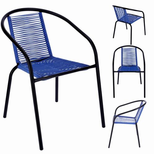 Tuinstoel staal met gevlochten zitting – 72 cm – blauw, Tuin en Terras, Tuinstoelen, Nieuw, Ophalen of Verzenden