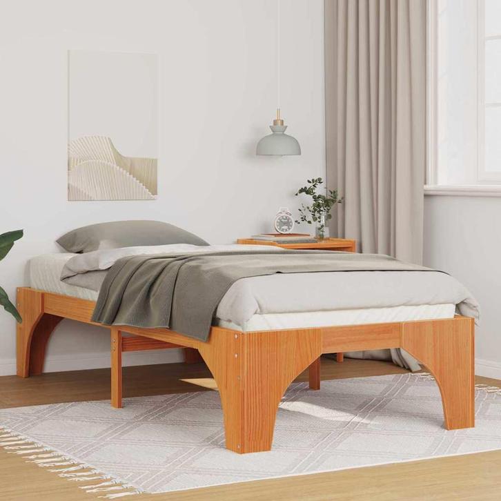vidaXL Bedframe Bruin 100 x 200 cm Massief grenenhout, Huis en Inrichting, Slaapkamer | Bedden, Nieuw, Verzenden