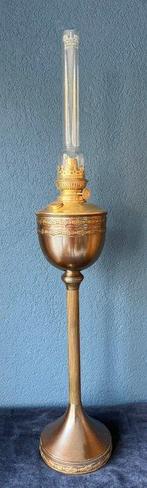 Olielamp - Glas, Brons - H. 85 cm, Antiek en Kunst
