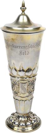 Zilverner Schuetzenpokal mit Deckel, vergoudet 1925 Schue..., Verzenden
