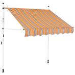 vidaXL Luifel handmatig uittrekbaar 200 cm geel en blauwe, Tuin en Terras, Zonneschermen, Verzenden, Nieuw
