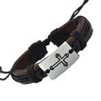 Fako Bijoux® - Armband - Leder - Kruis - Zwart, Handtassen en Accessoires, Armbanden, Verzenden, Nieuw