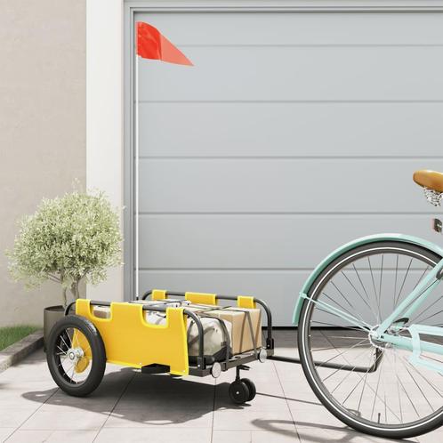 vidaXL Fietstrailer oxford stof en ijzer geel, Fietsen en Brommers, Fietsaccessoires | Aanhangwagens en Karren, Nieuw, Verzenden