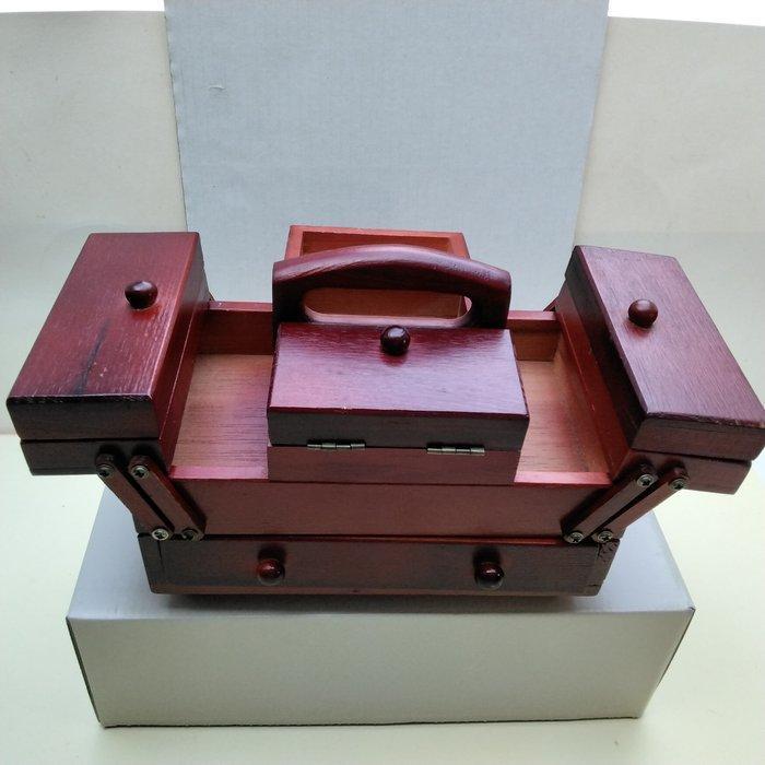 Doos - Hout - Retro werkdoosje, Antiek en Kunst, Curiosa en Brocante