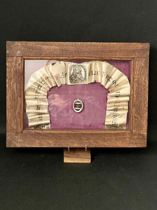 Reliekhouder - Hout, Glas, Papier - 1850-1900 - Saint, Antiek en Kunst, Kunst | Niet-Westerse kunst