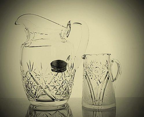 Val Saint Lambert - Pichet d’eau + pot à lait (2) - Art déco, Antiek en Kunst, Antiek | Meubels | Tafels