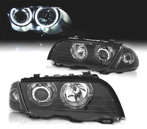PHARES BMW SÉRIE 3 E46 4P 98-01 ANGEL EYES CCFL NOIR H7 H7, Auto-onderdelen, Verlichting, Verzenden