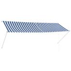 vidaXL Luifel uittrekbaar 350x150 cm blauw en wit, Tuin en Terras, Zonneschermen, Verzenden, Nieuw