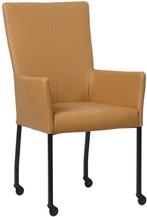 Bruine leren moderne eetkamerstoel - met armleuning poot, Huis en Inrichting, Stoelen, Overige kleuren, Nieuw, Leer, Ophalen of Verzenden