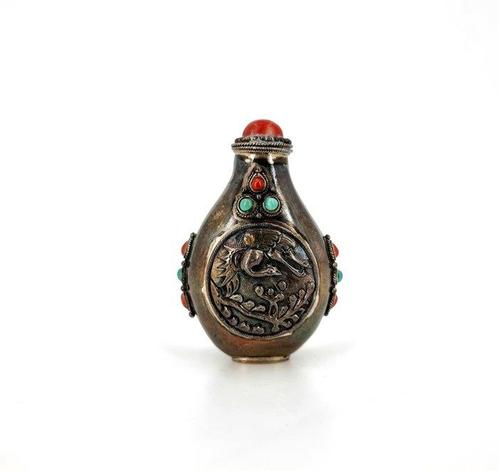 Bouteille - Argent - Snuff bottle - Mongolie, Antiek en Kunst, Antiek | Overige Antiek