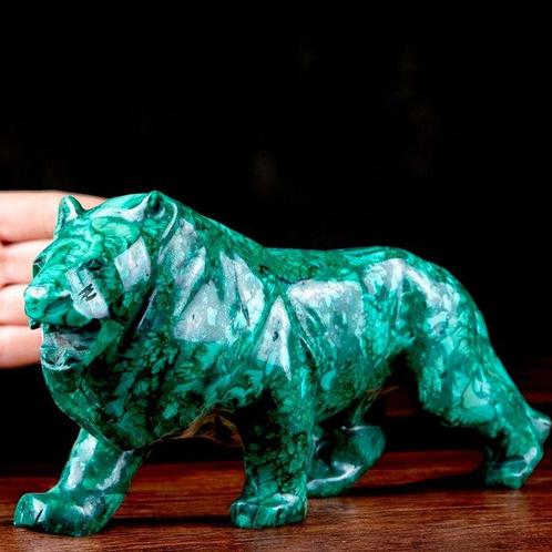 Malachiet sculpturen Natuurlijk malachiet leeuwenbeeld. -, Verzamelen, Dierenverzamelingen
