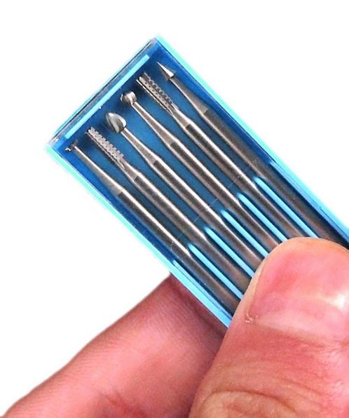Set van 6 HSS mini freesjes, 2.3x40 mm, 2.35 mm schacht, Doe-het-zelf en Bouw, Gereedschap | Overige machines, Nieuw, Verzenden