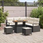 vidaXL Tuinbank Set met kussen 8 pcs Zwart Poly rattan, Verzenden, Nieuw