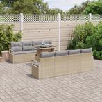 vidaXL 9-delig terras sofa set met kussens in beige poly, Verzenden, Nieuw