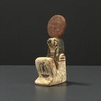 Replica van het oude Egyptisch Zittende god Horus houten, Antiek en Kunst