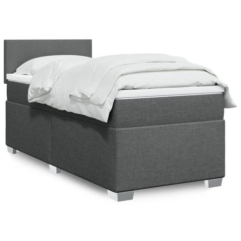 vidaXL Boxspring met matras stof donkergrijs 90x200 cm, Huis en Inrichting, Slaapkamer | Bedden, Nieuw, Verzenden