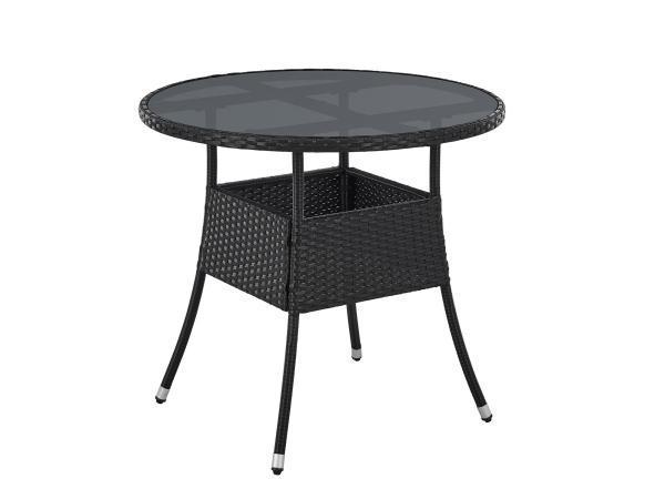 Veiling - Polyrotan Tuintafel - Rond - 80 cm - Zwart, Tuin en Terras, Tuintafels