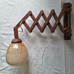 Schaarlamp - Glas, Hout - Vintage schaarlamp, Antiek en Kunst
