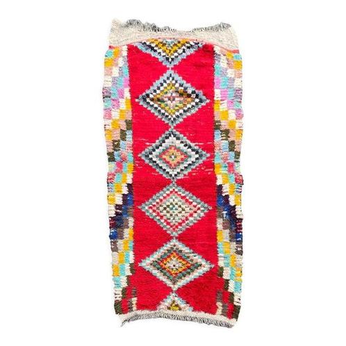 Handgeweven Marokkaanse Berber Boucherouite Tapijt met, Huis en Inrichting, Stoffering | Tapijten en Vloerkleden