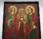 Icoon - Sint-Pieter en Sint-Paulus, handgeschilderde houten, Antiek en Kunst