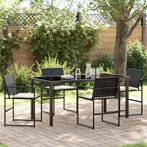 vidaXL Tuin Eettafel Set 5 pcs Zwart Poly rattan, Verzenden, Nieuw