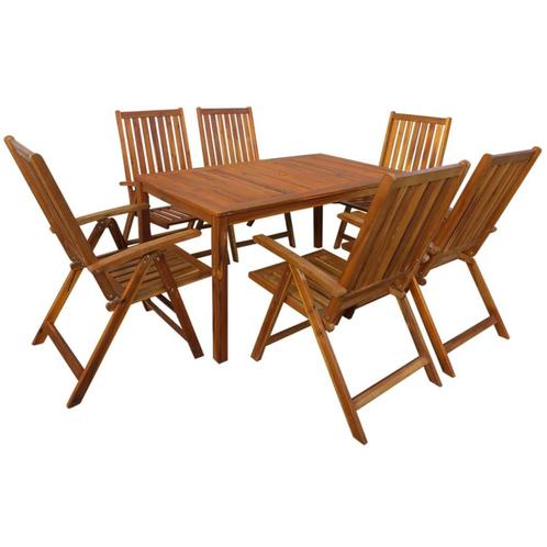 vidaXL 7-delige Tuinset massief acaciahout, Tuin en Terras, Tuinsets en Loungesets, Tuinset, Nieuw, Verzenden