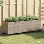 vidaXL Plantenbak met wielen 3 potten 107x32x38 cm poly, Tuin en Terras, Verzenden, Nieuw