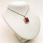 Zilver, Art Deco, Amber - Ketting met hanger, Antiek en Kunst