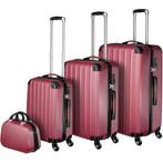 tectake Kofferset met beautycase 4-delig - wijnrood, Handtassen en Accessoires, Verzenden, Nieuw