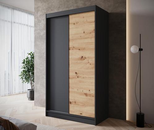 Kledingkast 120cm zwart Schuifdeuren - Garderobekast, Huis en Inrichting, Kasten | Overige, Nieuw, Verzenden