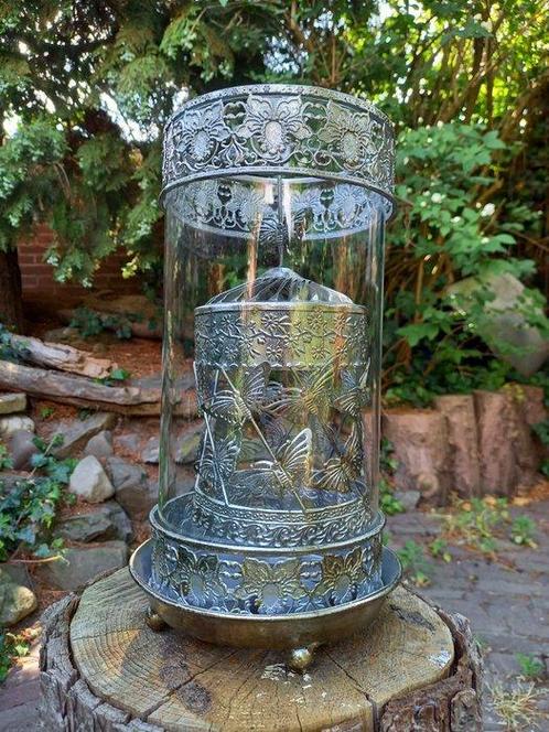 Lantaarn - SPINNING CANDLE LANTERN - 34cm - Glas, Metaal, Antiek en Kunst, Kunst | Designobjecten