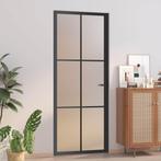 vidaXL Binnendeur 83x201,5 cm matglas en aluminium zwart, Verzenden, Nieuw