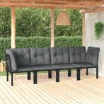vidaXL 4-delige Loungeset poly rattan zwart en grijs, Verzenden, Nieuw