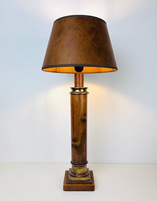 Tafellamp - Houten tafellamp - Hout, Messing - hoogte 65 cm, Antiek en Kunst, Curiosa en Brocante