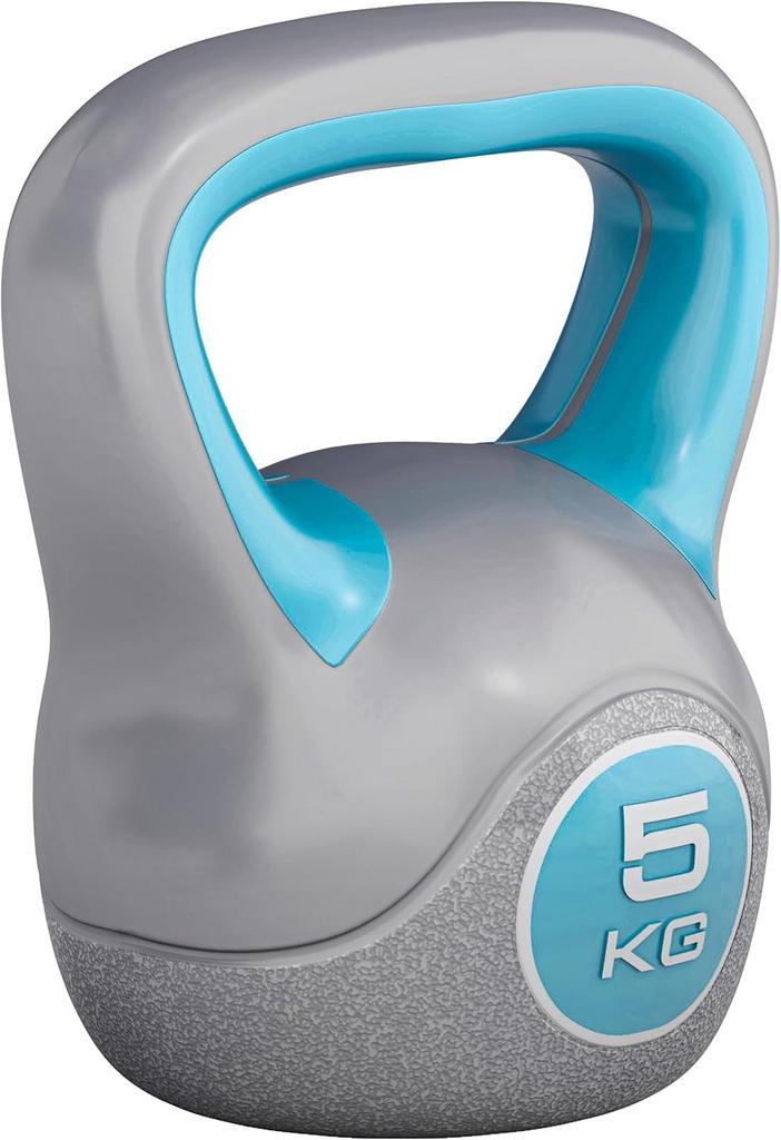 Kettlebell 5 kg - Kunststof - Grijs - Gorilla Sports, Sports & Fitness, Équipement de fitness, Envoi