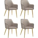 tectake Eetkamerstoel Avane, fluweellook, gestoffeerd - taup, Huis en Inrichting, Verzenden, Nieuw