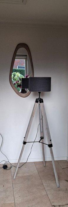Statief vloerlamp - Hout Metaal - Driepoot lamp+kap XXL, Antiek en Kunst, Curiosa en Brocante