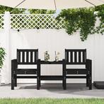 vidaXL Banc de jardin avec table 2 places noir bois, Jardin & Terrasse, Verzenden, Neuf