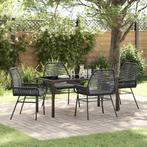vidaXL Tuin Eettafel Set 5 pcs Zwart poly rattan, Tuin en Terras, Verzenden, Nieuw